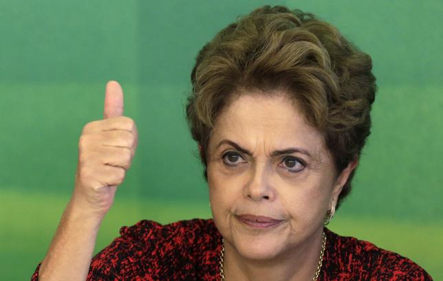 Brazil's President Rousseff gestures during a meeting with social movements at Planalto Palace in Brasilia